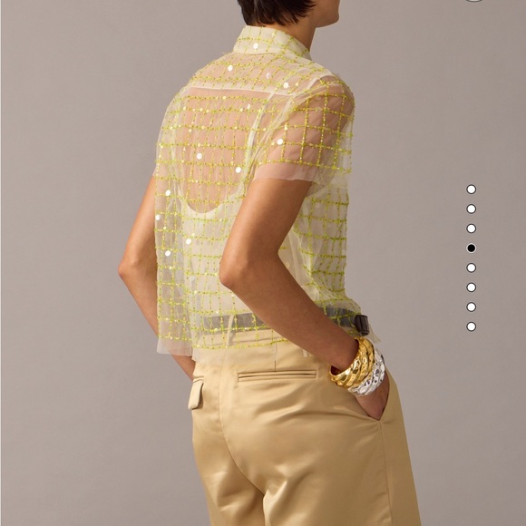 NWT Collection cropped gamine shirt with patterned sequins - Picture 3 of 12